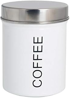 Harbour Housewares Contemporary Coffee Canister - Steel Kitchen Storage Caddy with Rubber Seal - White - 10cm