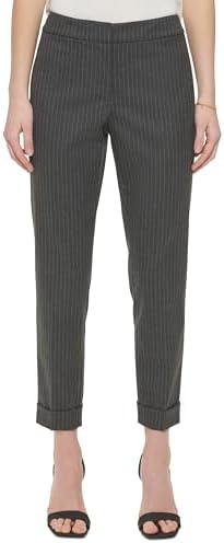 Calvin Klein Womens Pinstripe Cuffed Ankle Pants
