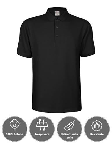 Seconda immagine ALPIDEX Maglietta Polo Uomo Manica Corta Set da 3 Cotone Casual Nero XL