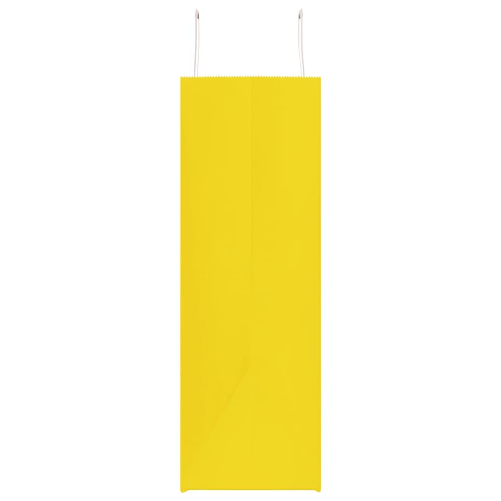 Papiertüten aus Kraftpapier, 250 Stück, mit gelben Griffen, 54 x 15 x 49 cm, Geschenktüten aus Papier für Einkaufen, Partys und nachhaltige Verpackung