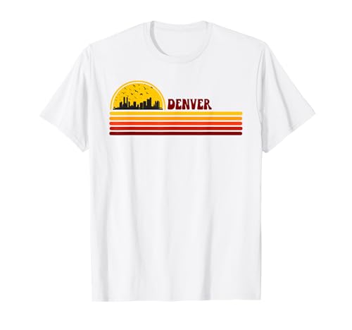 Ciudad retro con el logotipo vintage de la puesta de sol de Denver Camiseta