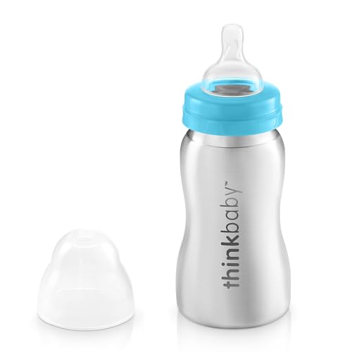 Image of Thinkbaby Baby Bottle of Ultra Polished Stainless Steel, Blue