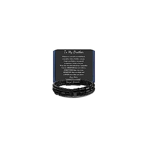 Memgift Brother Bracelet From Sister To My Brother Bracelets For Men Mens Birthday Valentines Day Gifts For Him 7.5 Inch
