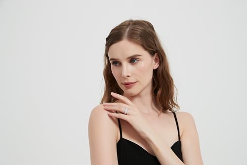 THELANDA Genuine Moissanite or Simulated Diamond Sterling Silver 8mm Paved Honeycomb Cluster Promise Ring Wedding Ring For Her4