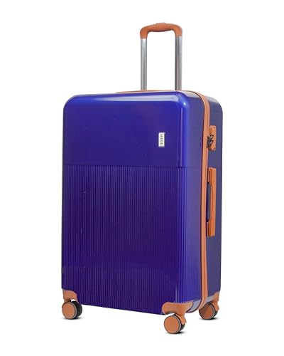 Image of Mode Maestro | Hard-Sided Polycarbonate Trolley Suitcase | 360 8-Wheel Easy Drag | Brown Color Accessories | Light-Weight | TSA Lock | 3-Yr Warranty | Check-in Luggage Bag 28in (Blue, 75cm (L))