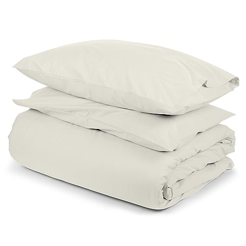 The Cotton Exchange Manchester King Size Duvet Cover Set Ivory, 600 Thread Count Cotton Rich Sateen Weave, 3pc King Bedding Sets, Duvet Cover Sets King With Button Closure, Quilt Covers King Size