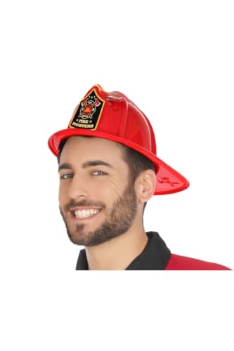 DISBACANAL Capacete de bombeiro para mulher adulta - tamanho único - vermelho