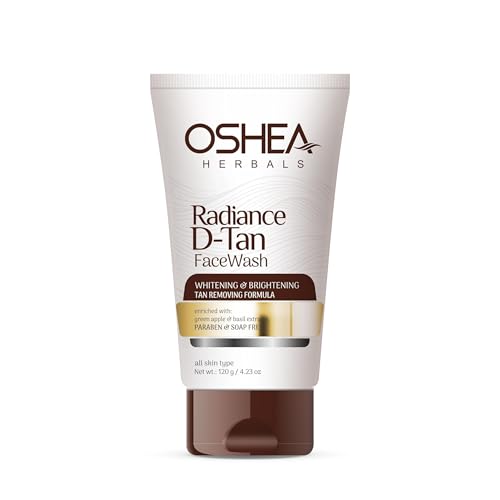 Oshea Herbals Radiance DTan Face Wash for Women & Men | Deep Cleansing with Tan Removal Formula | Reduces Dullness & Controls Sebum | Enriched with Green Apple Extracts | All Skin Types - 120g