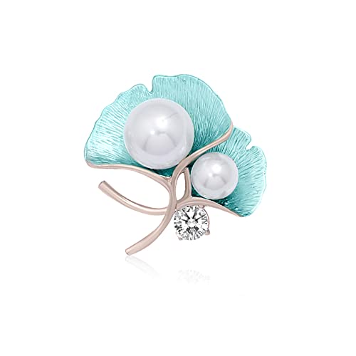 Image of Gingko Brooch Pin Corsage, Sweater Dress Shawl Classy Jewelry Accessory Decor for Wedding Birthday Party Christmas Gift (Blue)
