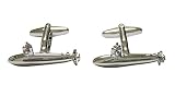 Silver Toned Naval Submarine Cufflinks
