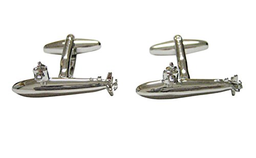 Silver Toned Naval Submarine Cufflinks #TOP14