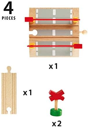 Brio World Railroad Crossing 4-Pieces of Toy Train Accessories