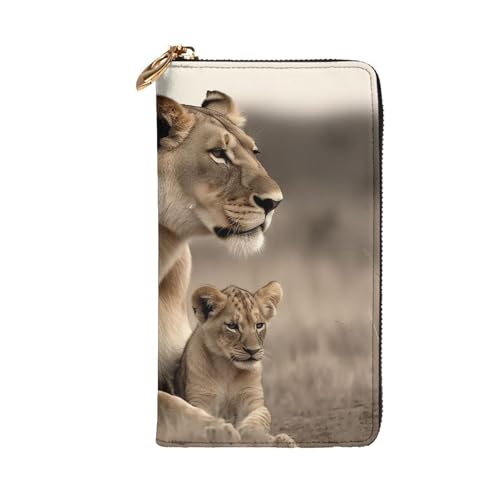 Women's Wallet Clutch Large Capacity Long Wallet Lioness with cub Leather Ladies Card Phone Holder Travel Purse2