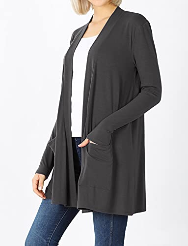 Image of Women's Open Front Cardigan Long Sleeve with Pockets Casual Outwear