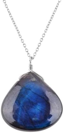 InfinityGemsArt Real Crystal Stone Labradorite Pendant Necklace for Men Women, Birthstone, Dainty Handmade Jewelry, Natural Gemstone Chakra Energy Healing Crystals, 925 Silver Chain 20 inch