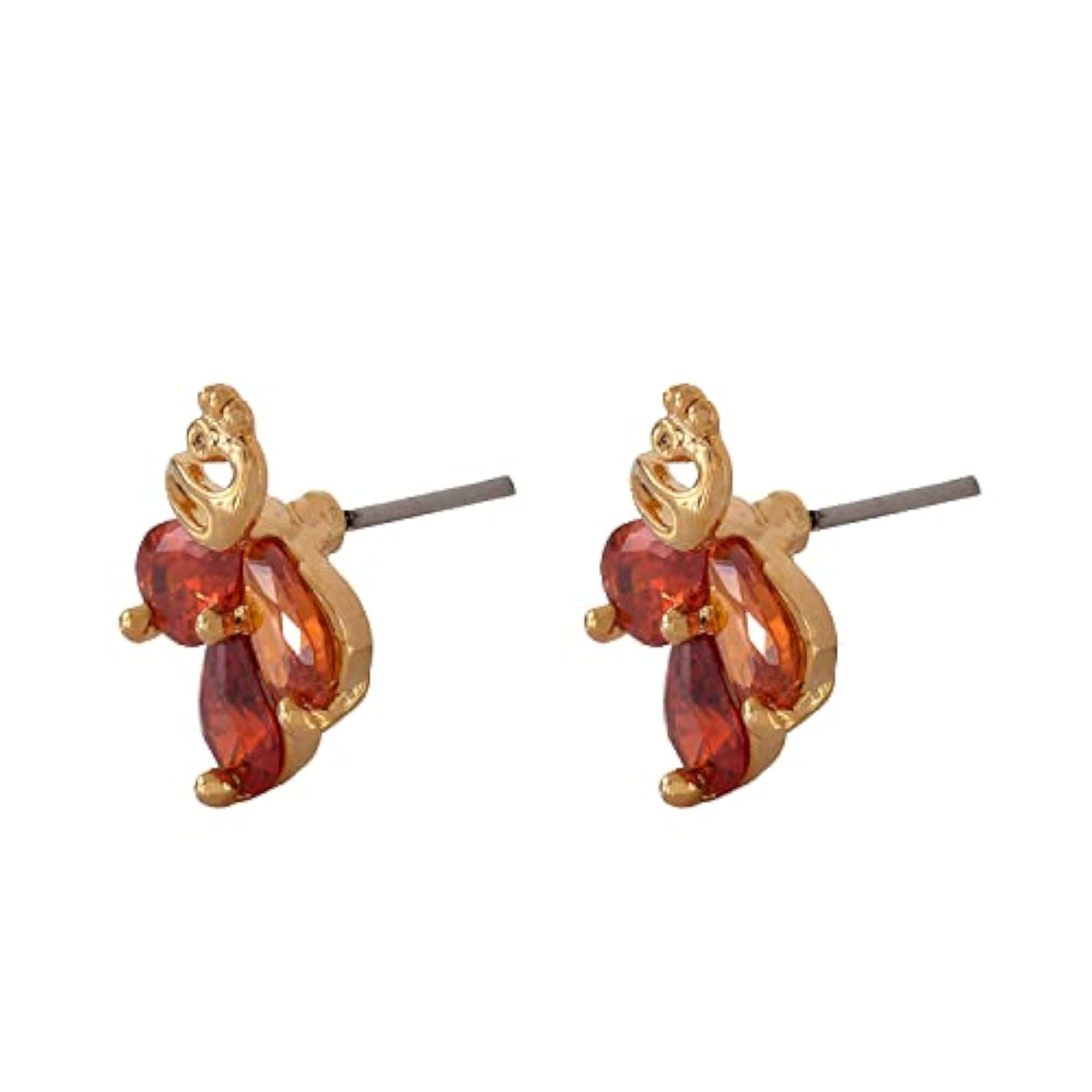 24 Kt Plated CZ Pear Tangerine Stud Earrings