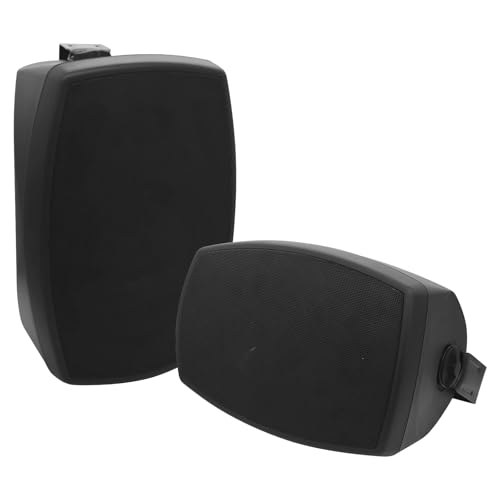 PNWCZ 6.5 Inch Outdoor Waterproof Wall Mount Speakers - Bluetooth 5.3, Wired Wall Mount Active Speakers,Waterproof， Weatherproof Design, Compatible with Home Theater/Patio/Garden (Pair Black)