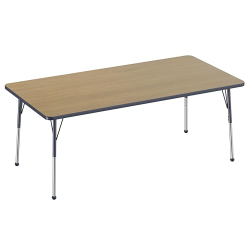 FDP 36" x 72" Rectangle Table with Ball Glide Legs - Pasadena Oak/Navy