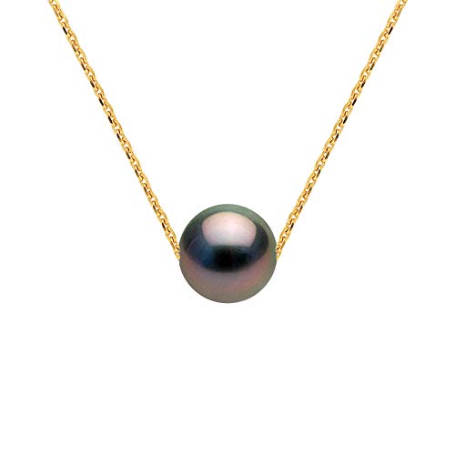 Collier perle de culture de Tahiti ronde en or jaune ou or blanc maille forçat
