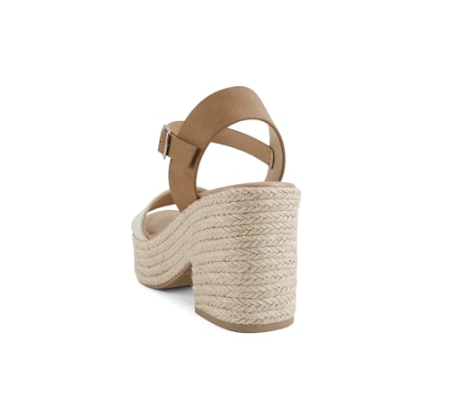 Soda Women's Castle Jute Open Toe Ankle Strap Platform Wedge (Beige Canvas, 10) by Soda - Used condition - Image 3