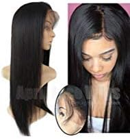 [April lace wigs]Brazilian virgin light yaki 150% density 360 frontal Pre Plucked Bleached Knots human hair lace wigs with baby hair natural hairline for black women (22 inches)