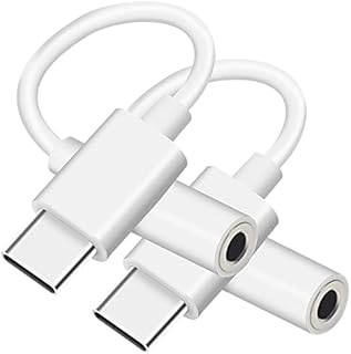 USB C to 3.5mm Headphone Jack Adapter (Pack of 2), USB Type C to Aux Audio Dongle Cable Earphone Jack Converter Compatible with Samsung Galaxy S22 S21 S20 Note 20 10+ A73 A53, Pixel 6 5 4 3 and More