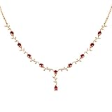 Homxi Necklaces 18K Yellow Gold for Women,Pear with 3.35ct Ruby and Diamond Gold Necklace for Women Pendant