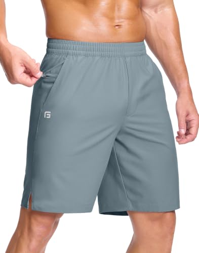 Image of GGJ Men's Lightweight Athletic Shorts with 2 Zipper Pockets 7 inch /9 inch /5 inch Gym Workout Running Quick Dry Tennis Shorts for Men