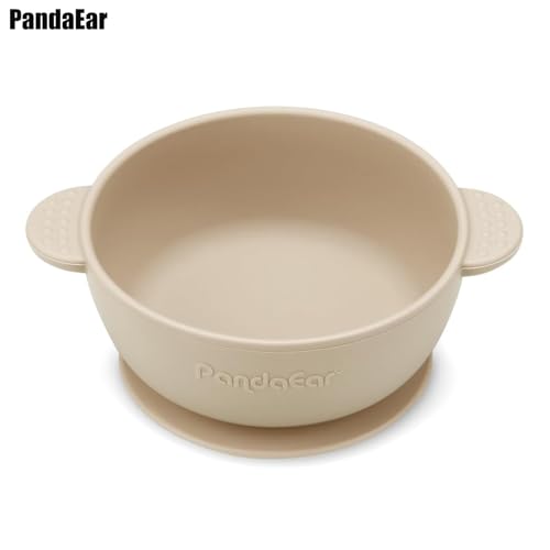 Image of PandaEar 3 Pack Baby Bowls with Suction| Stay Put Silicone Food Bowl for Babies Kids Toddlers Infants| Food Grade Soft Safe BPA-Free Silicone (Brown Grey Tan)