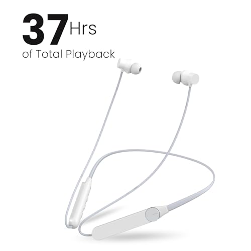 Tunifi Neckband Pro-Environmental Noise Cancellation, 13.6 mm Custom Dynamic Driver with Ultra Bass Technology 2.0, Clear Voice, Smart Dial Design, 37 Hrs Playtime Bluetooth Headset (White)