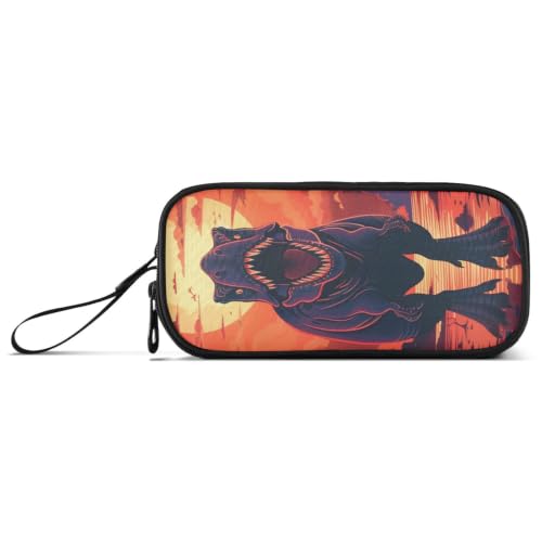 Image of Dinosaur Sunset Pencil Case Box Boys Girls Large Pencil Pouch Zipper Compartments Big Capacity Stationery Pen Bag Organizer Kids Teens Adults School
