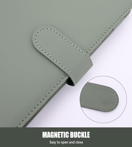 CRHOEIQ Ringbuch A5 Nachfüllbar, 6 Loch A5 Binder Notizbuch (Innenpapier Nicht Enthalten), Budget Binder Organizer Für Büro Schule und Reisearbeit(Grün)