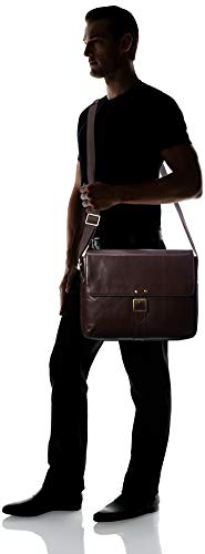 Hidesign Vespucci Large Faux Brass Buckle (Magnetic Closure) Genuine Buffalo Leather Messenger Bag/Crossbody Bag/Office Bag/Work Bag With Adjustable Shoulder Strap, Brown #TOP5
