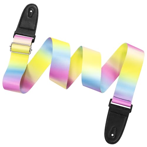 ENO MUSIC 2" Soft Polyster Rainbow Acoustic Guitar Electric Bass Strap