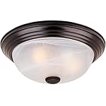 DESIGNERS FOUNTAIN 2-Light Flush Mount Ceiling Light, 11 Inch Lighting Fixture for Kitchen, Bedroom, Bathroom, and Hallway, White Alabaster Glass, Oil Rubbed Bronze, 1257S-ORB-AL