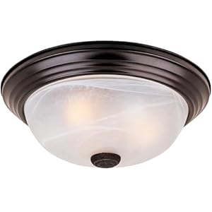 DESIGNERS FOUNTAIN 2-Light Flush Mount Ceiling Light, 11 Inch Lighting Fixture for Kitchen, Bedroom, Bathroom, and Hallway, White Alabaster Glass, Oil Rubbed Bronze, 1257S-ORB-AL
