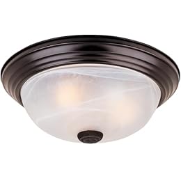 DESIGNERS FOUNTAIN Reedley 2-Lights Flush Mount Ceiling Light, 11 Inch Lighting Fixture for Kitchen, Bedroom, Bathroom, and Hallway, White Alabaster Glass, Oil Rubbed Bronze, 1257S-ORB-AL