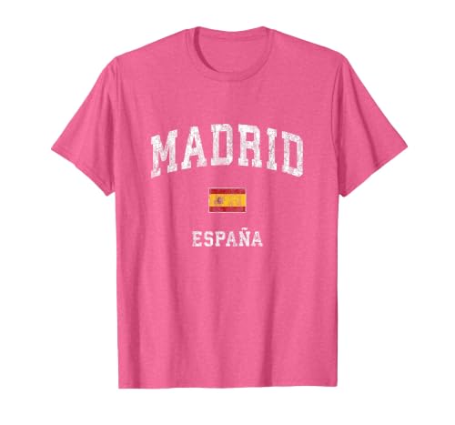 Madrid Spain Espana Vintage Athletic Sports Design T-Shirt, Men, Pink Heather, Large