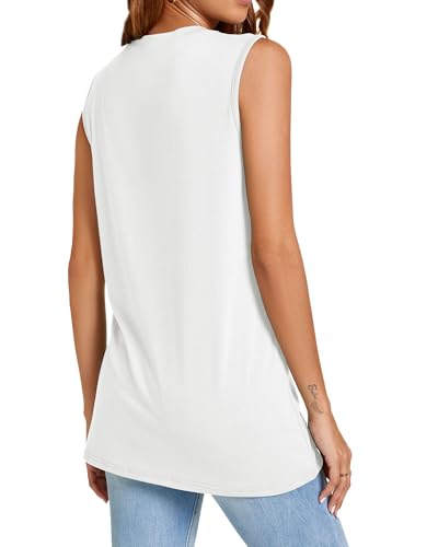 Image of Womens Tank Tops Summer Casual Sleeveless Top Loose Fit Basic Tunic Shirts