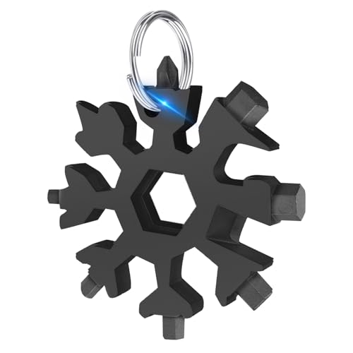 ZoeWei 18 in 1 Schneeflocke Multitool - Geschenk für Männer/Ihn - Valentinstag, Geburtstag, Vatertag - Schwarz, Zinklegierung