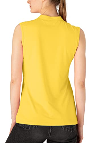 Basudam Women's Sleeveless Golf Polo Shirts V-Neck Collarless Tennis Athletic Shirts Quick Dry Yellow L #TOP2