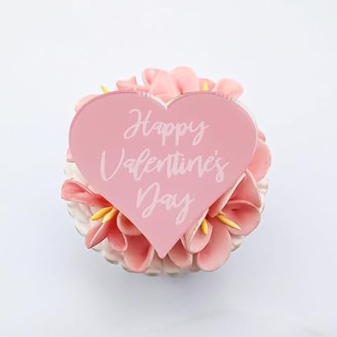Heart-Shaped Acrylic Cupcake Toppers for Valentine's Day Cover
