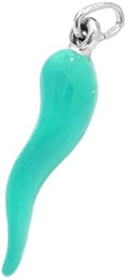 Remo Gammella 925 Sterling Silver Good Luck Horn Pendant Man Woman Enamel Pendant. Made in Italy. choose your color