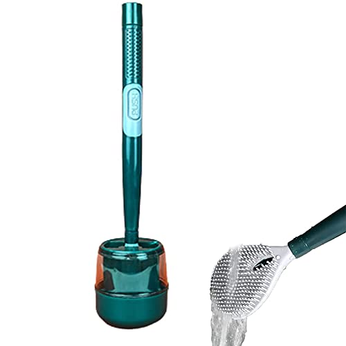 Brosse de nettoyage de support de tête en caoutchouc de brosse de toilette de TPR rechargeable, brosses de toilette de silicone de nettoyage en profondeur, pas besoin de percer des trous (B) Cover