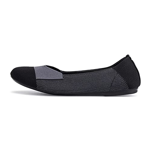 Image of Frank Mully Women's Ballet Flat Shoes Knit Dress Shoes Round Toe Slip On Ballerina Flats for Woman Low Wedge Comfort Soft