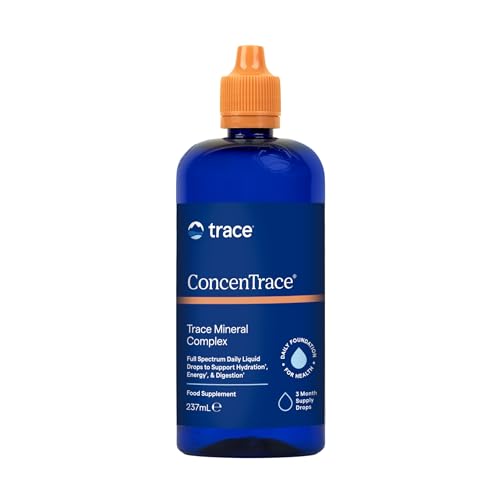 Trace Minerals ConcenTrace Drops | Full Spectrum Minerals | Ionic Liquid Magnesium, Chloride, Potassium | Low Sodium | Energy, Electrolytes, Hydration | 96 Day Supply, 237 ml (Pack of 1)
