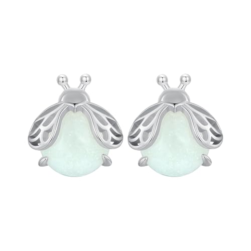 Qings Pendientes Luciérnaga Libélula Abeja Mariquita Plata de Ley 925 Pequeños Pendientes Animale Luminoso Firefly Joyería Día de la Madre Regalos de cumpleaños para Mujeres Adolescentes Niñas