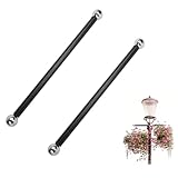 2 Pack Replacement Cross Arm, 16 Inch Outdoor Lamp Post Cross Arm with Screw End Balls, Easy to Fix Black Pole End Lamp for Garden Flags, Hanging Basket, Sign Boards, Holiday Decoration