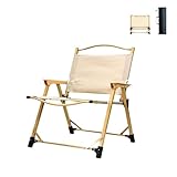 CTESNE Folding Camping Chair, Outdoor Chair with Wooden Armrests,Folding Chair for Camping, Hiking, Beach, Picnic, Indoor Use（Seat Height: 11.6 in）