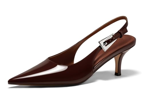 Image of Coutgo Womens Slingback Heels Kitten Low Heel Dress Shoes Closed Pointed Toe Buckle Pumps Work Wedding Shoes